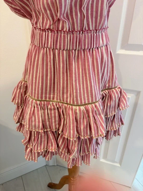 Misa Los Angeles Pink & White Striped Tiered Ruffle Mini Dress - Picture 8 of 10